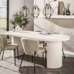Ovale eettafel wit marmer composiet - Giani Arch Stone