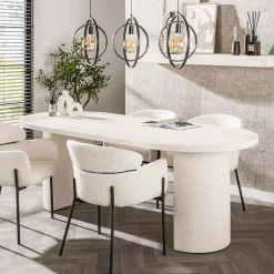 Ovale eettafel wit marmer composiet - Giani Arch Stone