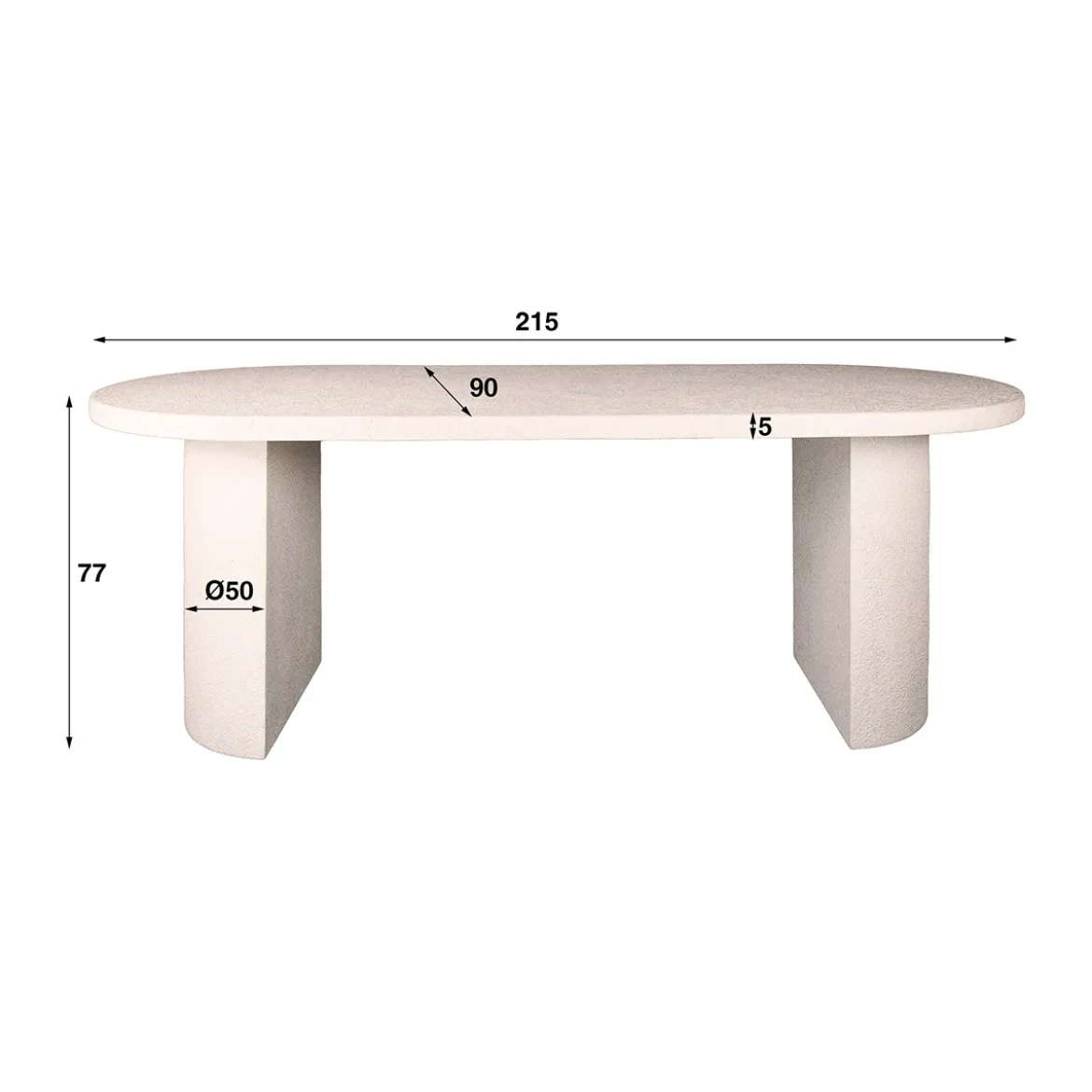 Ovale eettafel wit marmer composiet - Giani Arch Stone