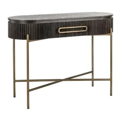 Ovale kaptafel ribbelhout met goud - Richmond Interiors Luxor