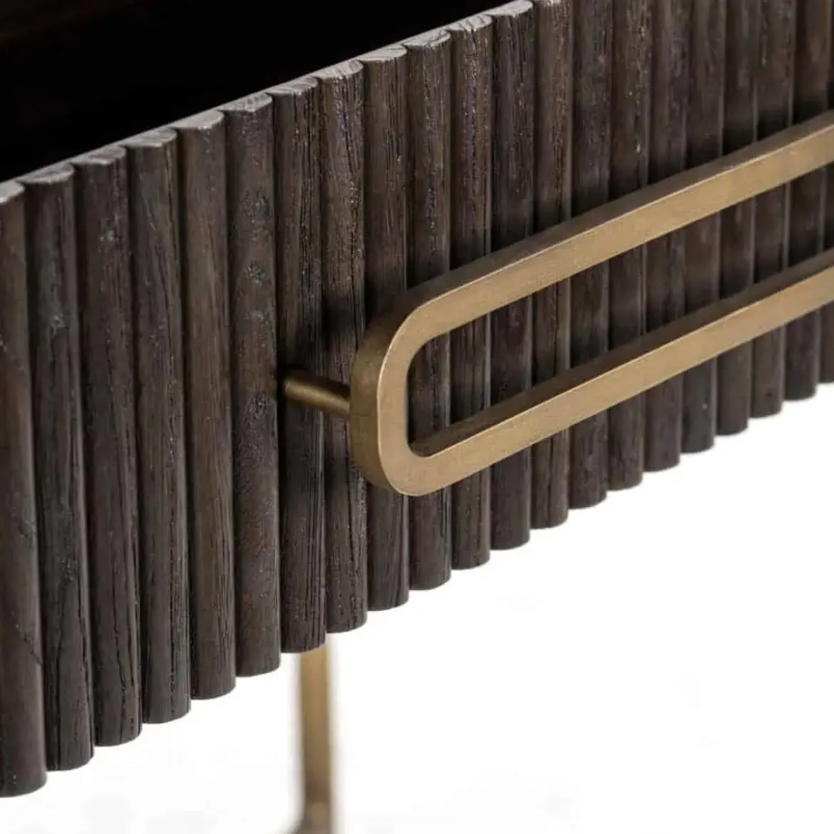 Ovale kaptafel ribbelhout met goud - Richmond Interiors Luxor