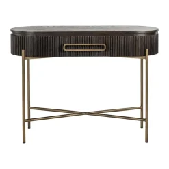 Ovale kaptafel ribbelhout met goud - Richmond Interiors Luxor
