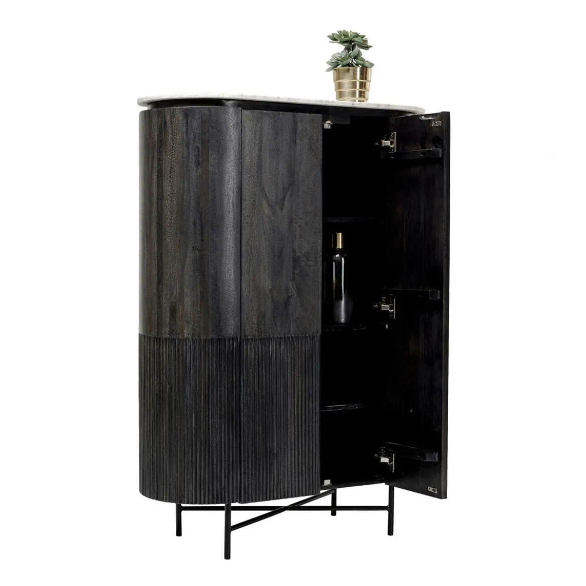 Ovale kast zwart met wit marmer - Kare Design Glenn