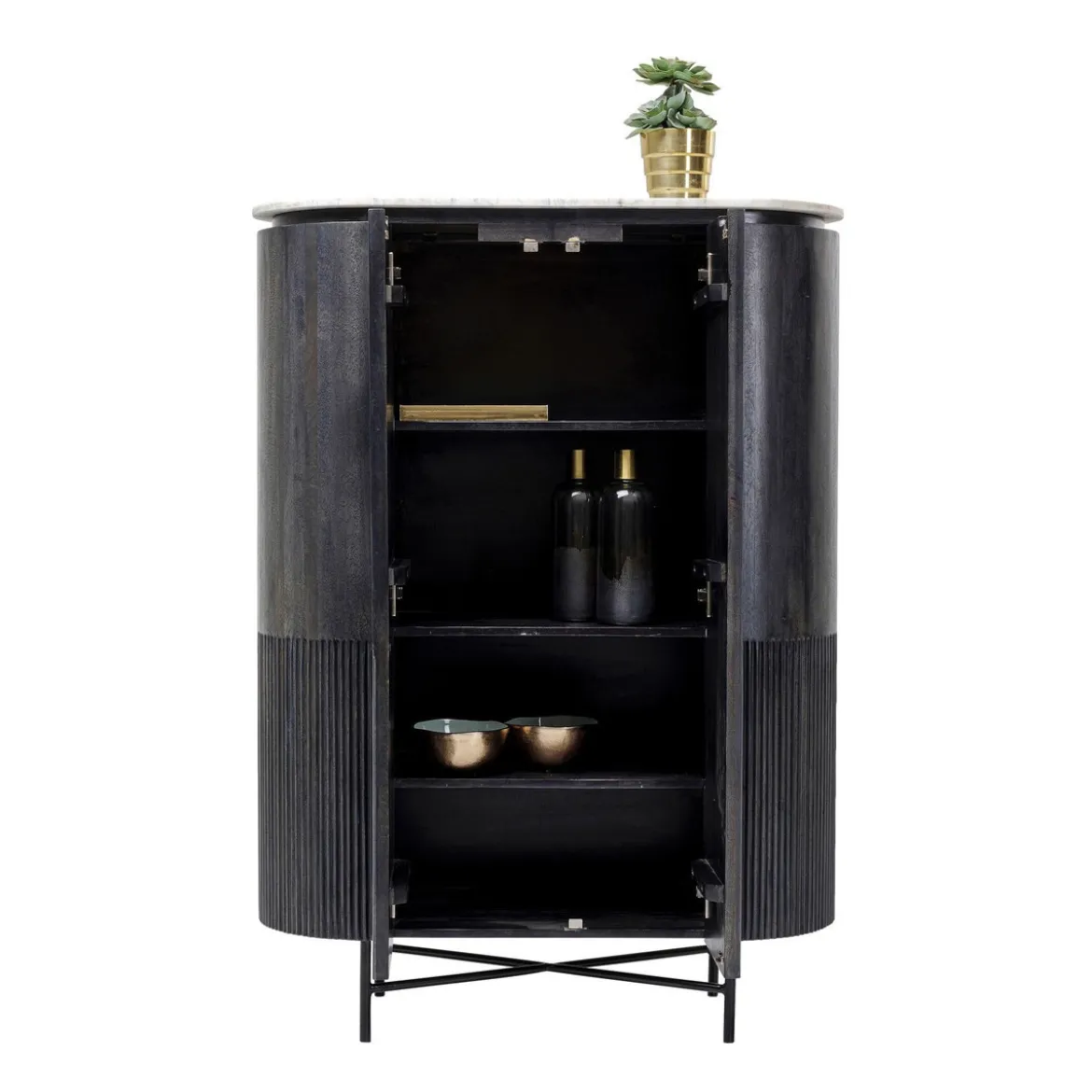 Ovale kast zwart met wit marmer - Kare Design Glenn