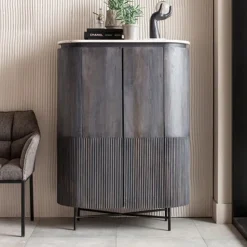 Ovale kast zwart met wit marmer - Kare Design Glenn