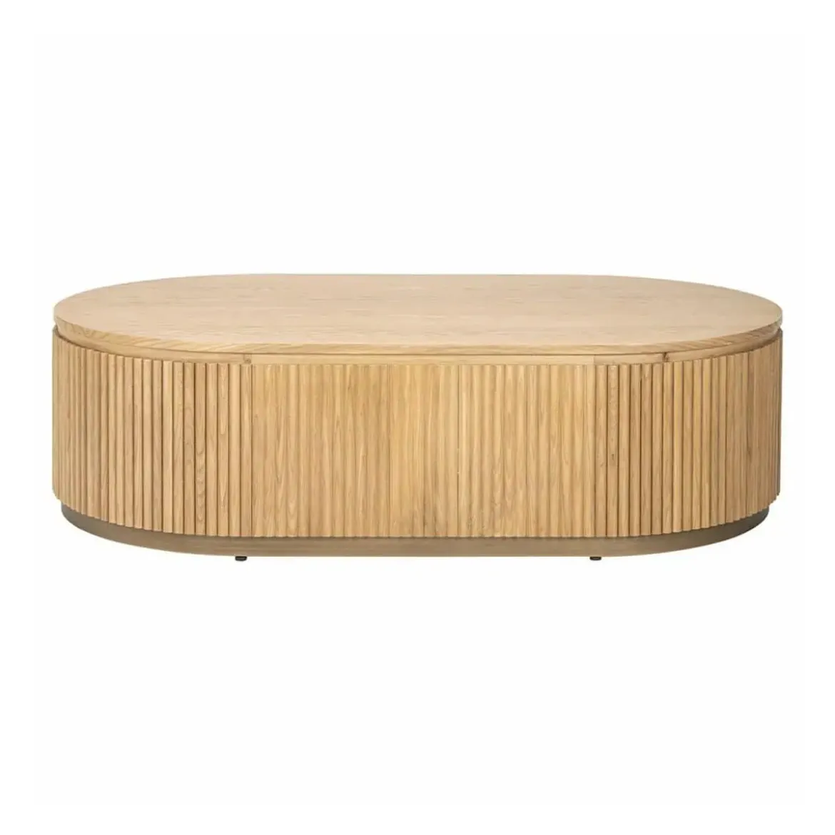 Ovale salontafel eiken met ribbels - Richmond Interiors Belfort