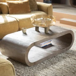Ovale salontafel gebogen hout - By-Boo Elora