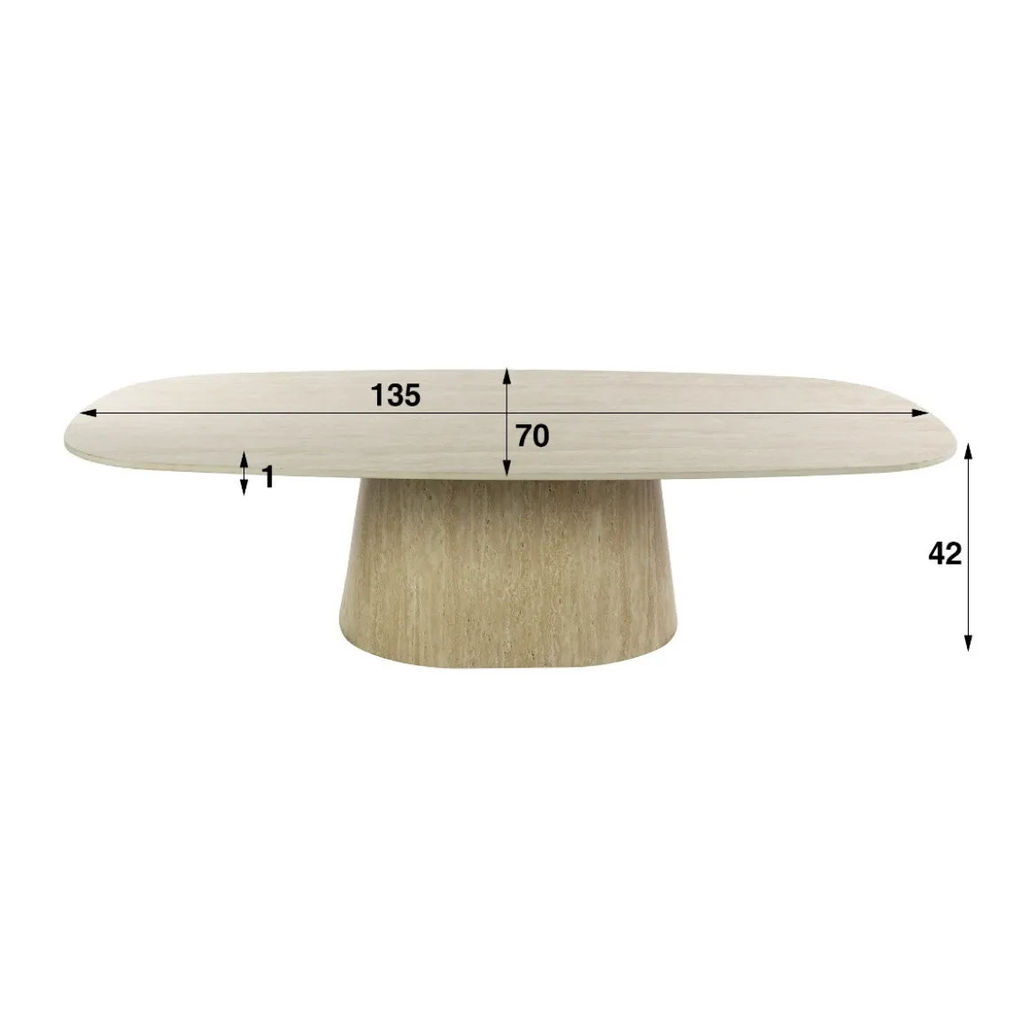 Ovale salontafel travertin - Giani Centro