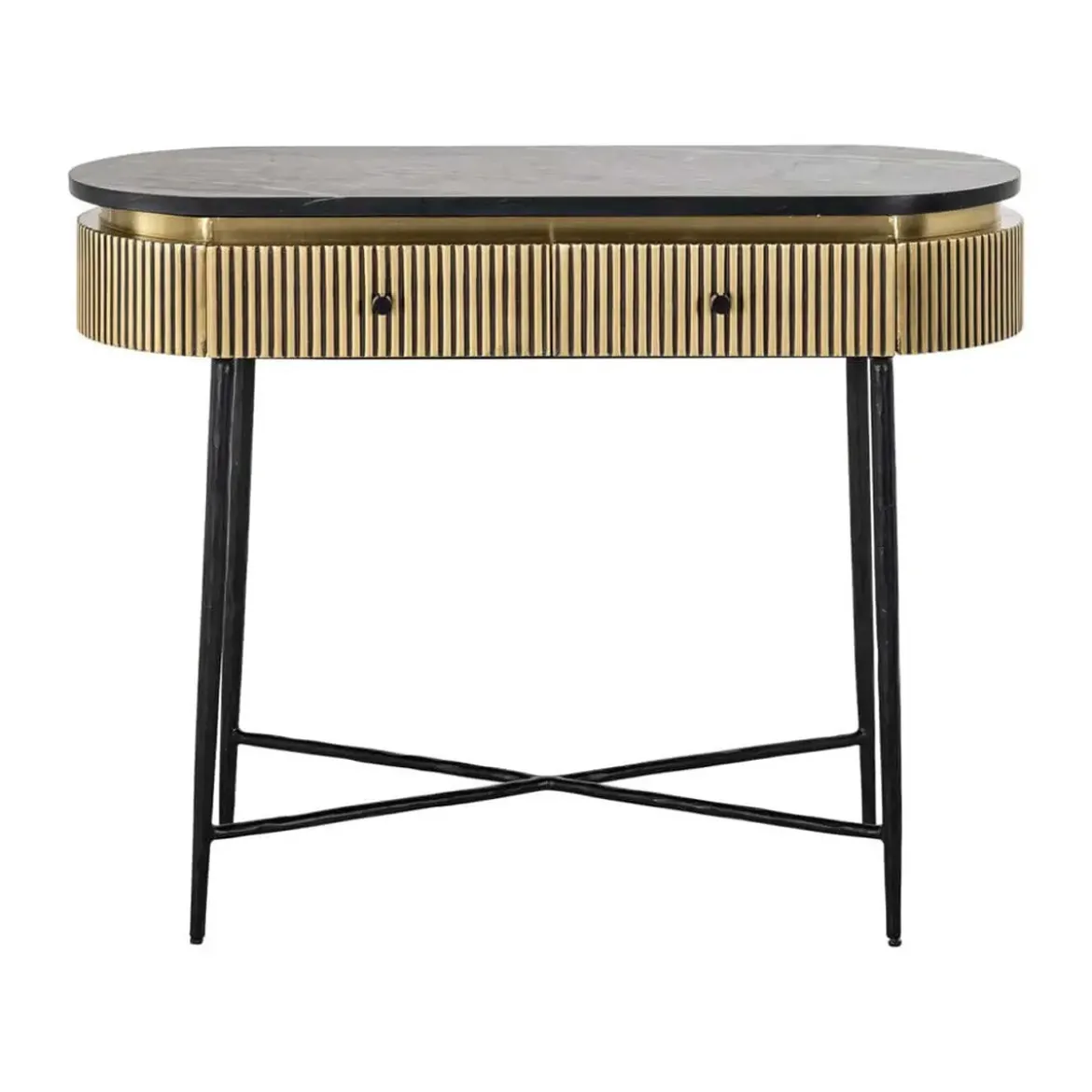Ovale sidetable goud met ribbels - Richmond Interiors Ironville