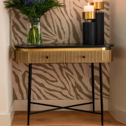 Ovale sidetable goud met ribbels - Richmond Interiors Ironville