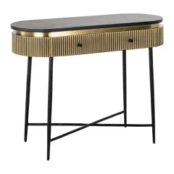 Ovale sidetable goud met ribbels - Richmond Interiors Ironville