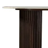 Ovale sidetable travertin en walnoot - Bodio Rizza