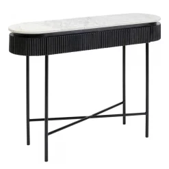 Ovale sidetable zwart met wit marmer - Kare Design Glenn