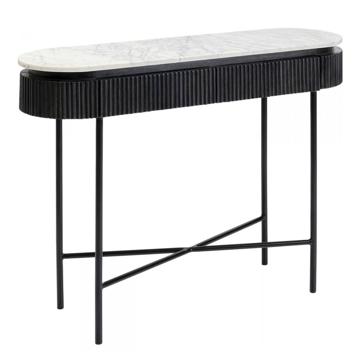 Ovale sidetable zwart met wit marmer - Kare Design Glenn