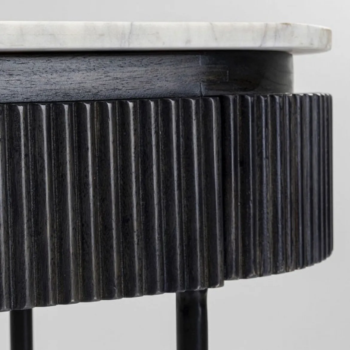 Ovale sidetable zwart met wit marmer - Kare Design Glenn