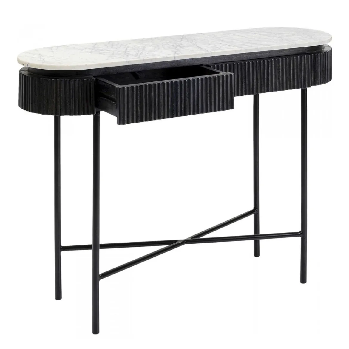 Ovale sidetable zwart met wit marmer - Kare Design Glenn