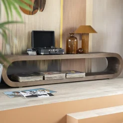 Ovale tv-meubel gebogen hout - By-Boo Elora