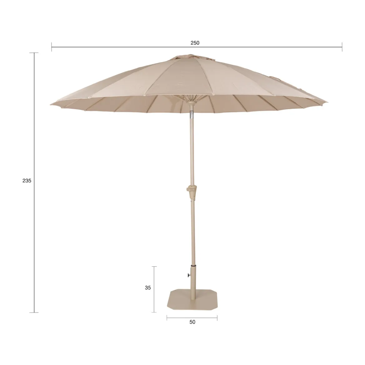 Parasol 250 cm inclusief voet - Zuiver Sunshine