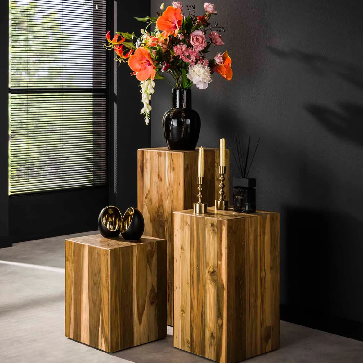 Plantenzuil teak hout - Giani Bole Teak