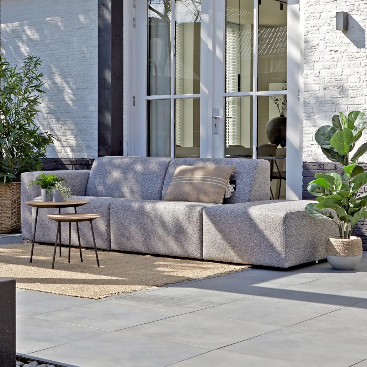 Rechte buitenbank met hocker all-weather - Bodio Fendi
