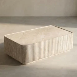 Rechthoekige salontafel beige steen - Bodio Mia