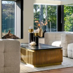 Rechthoekige salontafel goud met marmer - Richmond Interiors Ironville