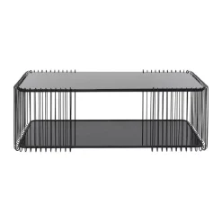 Rechthoekige salontafel met glasplaat - Kare Design Wire Double