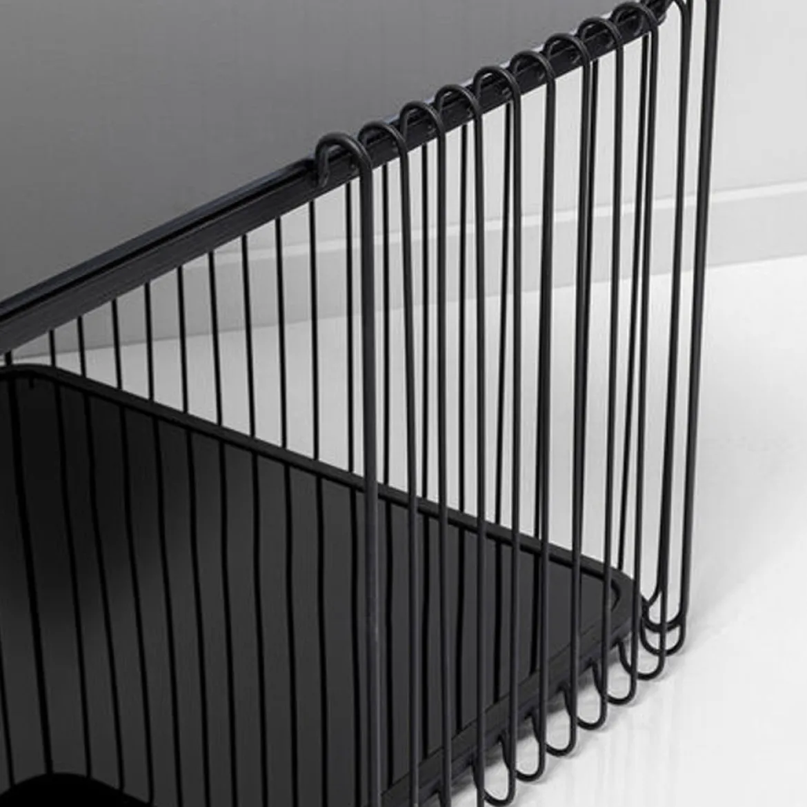 Rechthoekige salontafel met glasplaat - Kare Design Wire Double