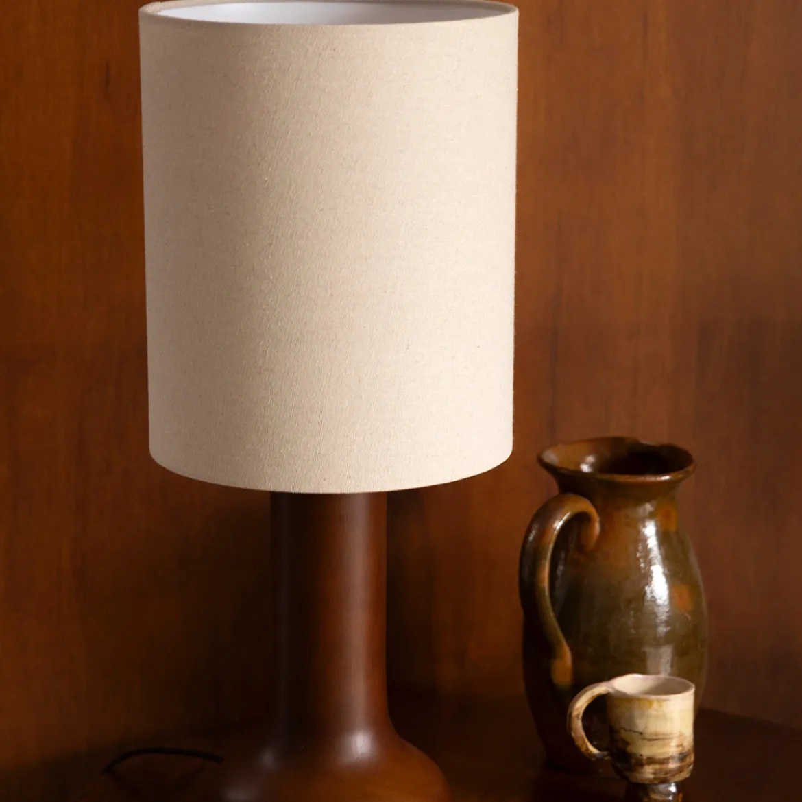 Retro design tafellamp walnoot - Dutchbone Jones