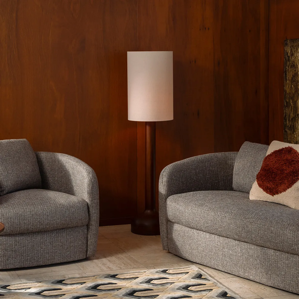 Retro design vloerlamp walnoot - Dutchbone Jones