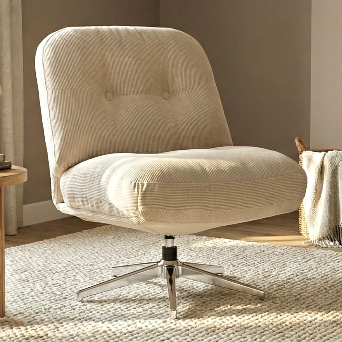 Retro draaifauteuil ribstof - Bodio Boston