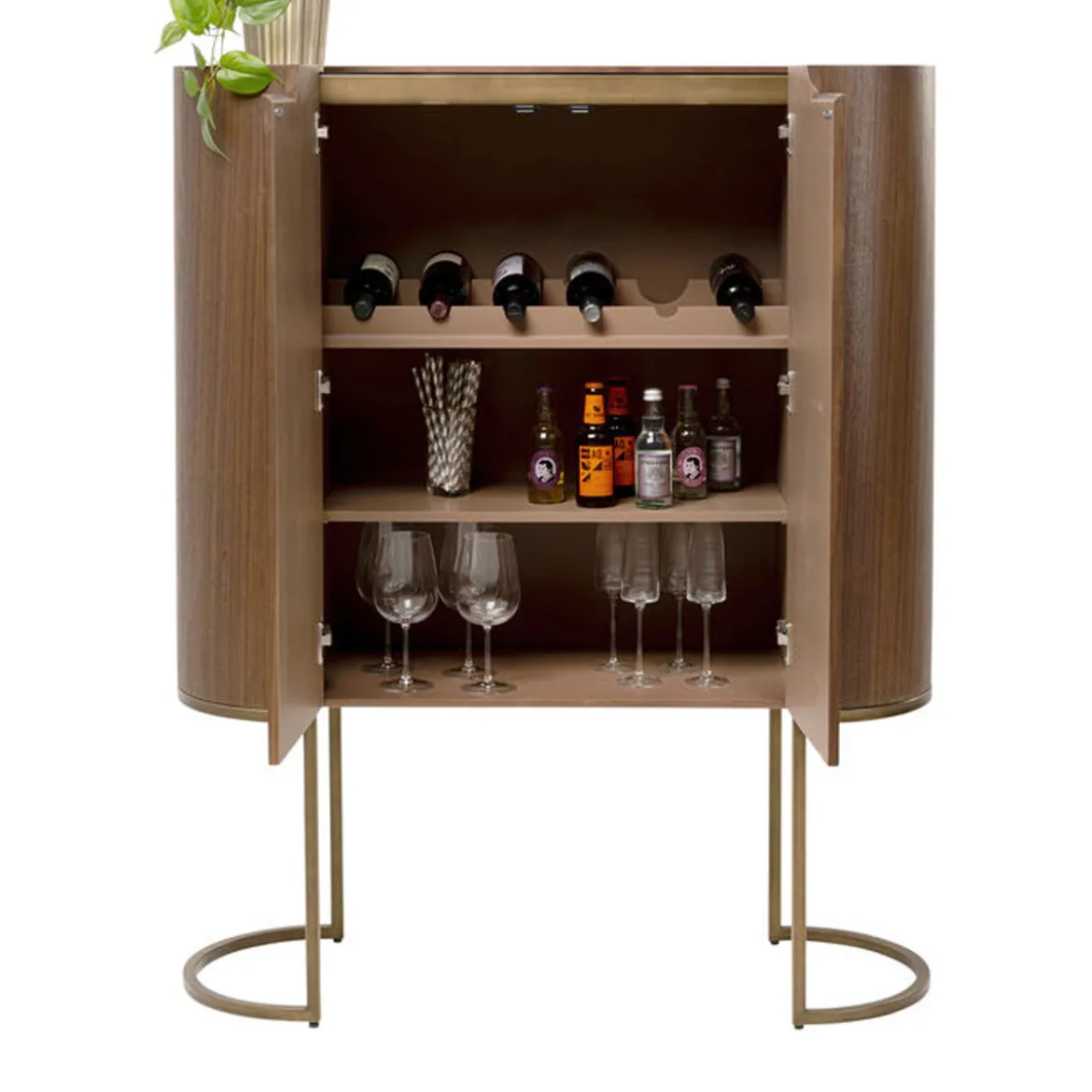 Retro drankkast walnoot en messing - Kare Design Giorgio