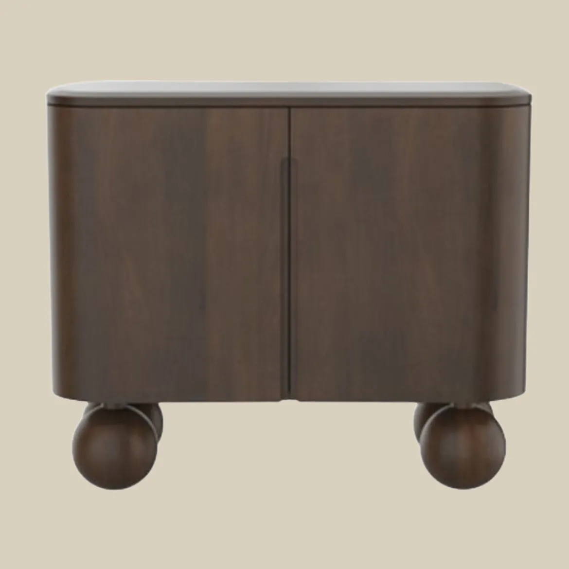 Retro kastje hout met bolpoten - Bodio Dakota