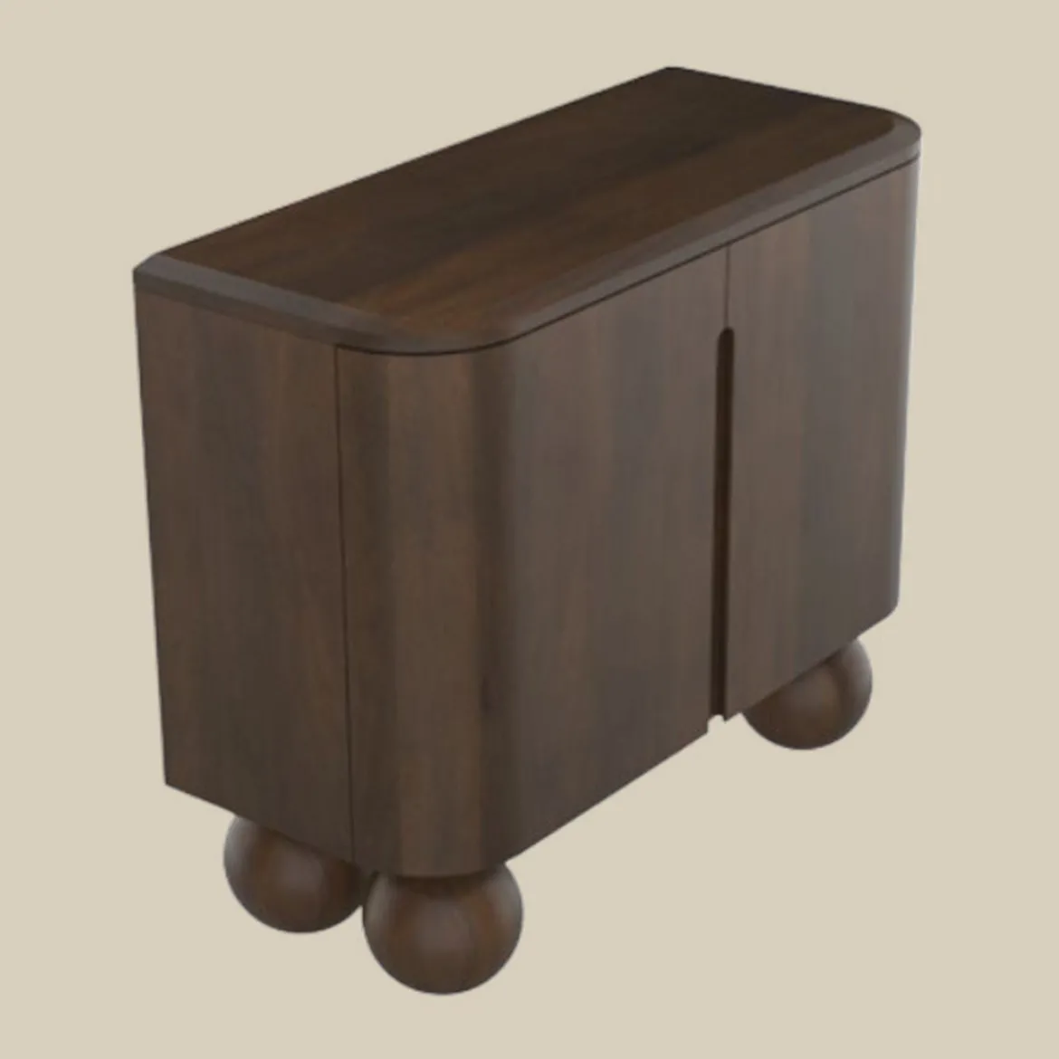 Retro kastje hout met bolpoten - Bodio Dakota
