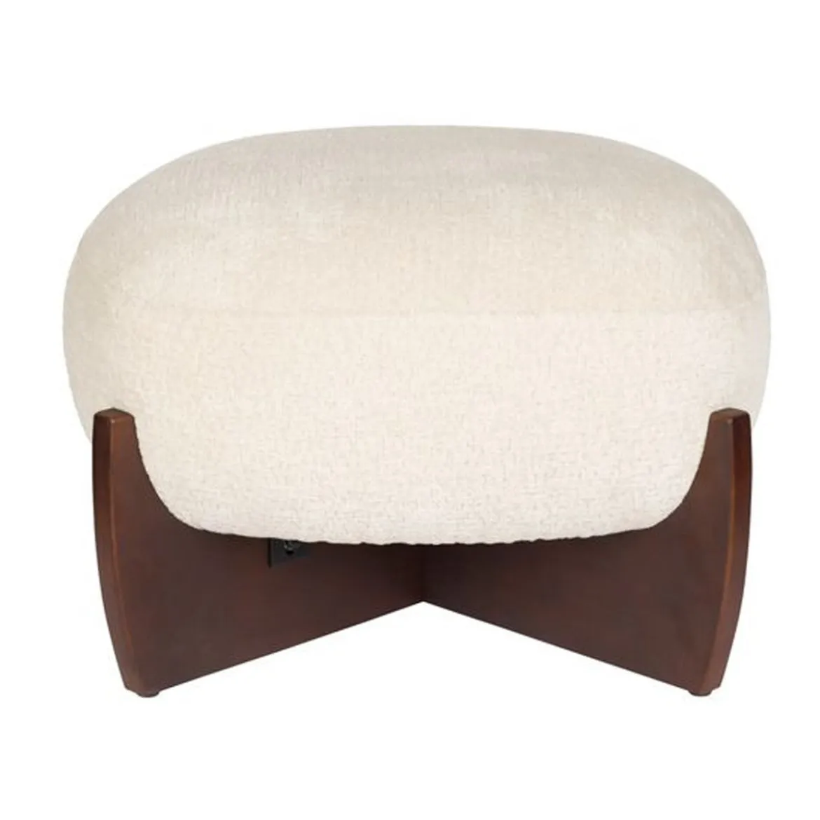 Retro poef beige walnoot - Dutchbone Emilius