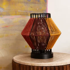 Retro tafellamp kleurrijk touw - Dutchbone Surya Rope