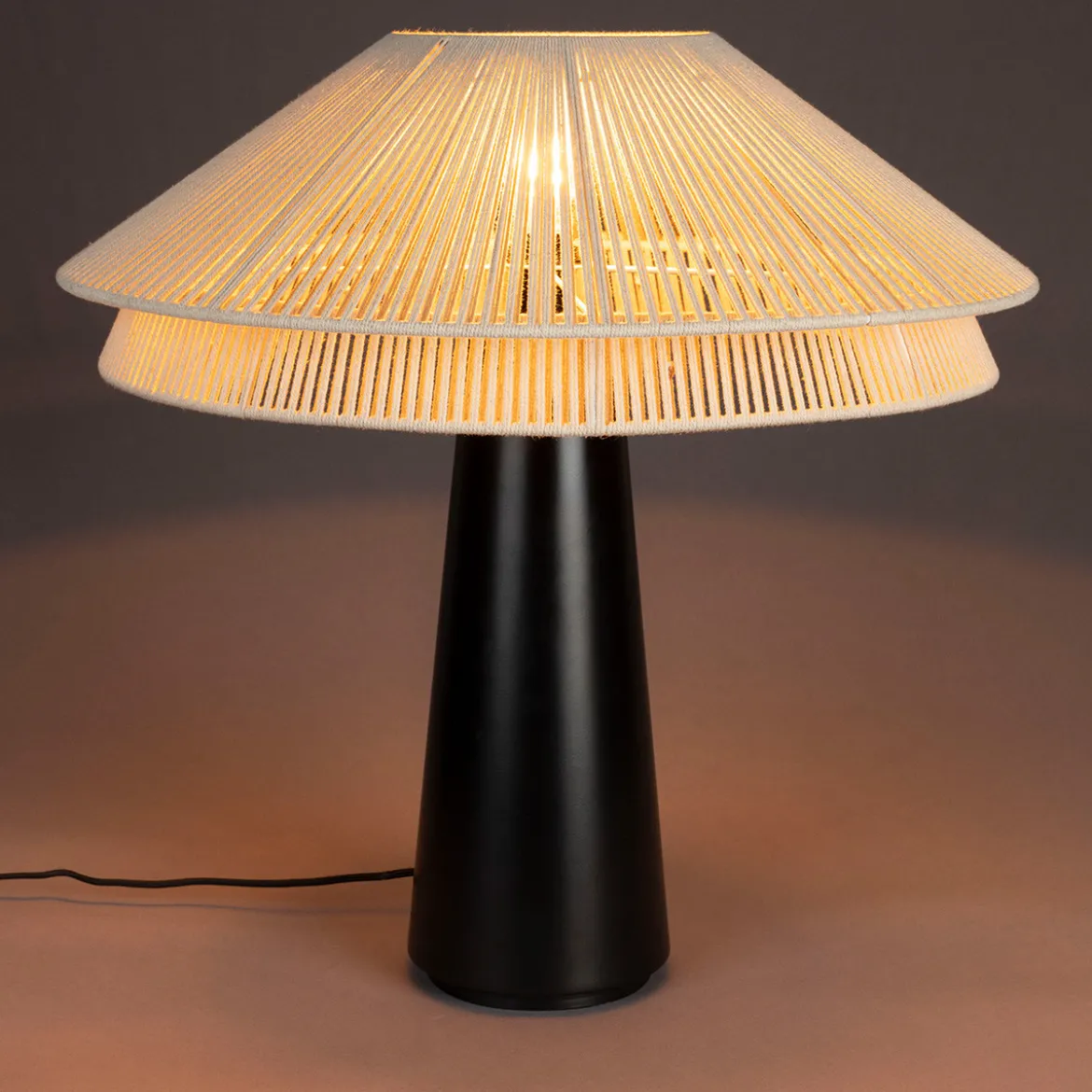 Retro tafellamp zwart wit - Dutchbone Elon