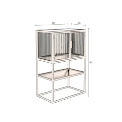 Ribbelglas vitrinekastje zwart - Dutchbone Boli