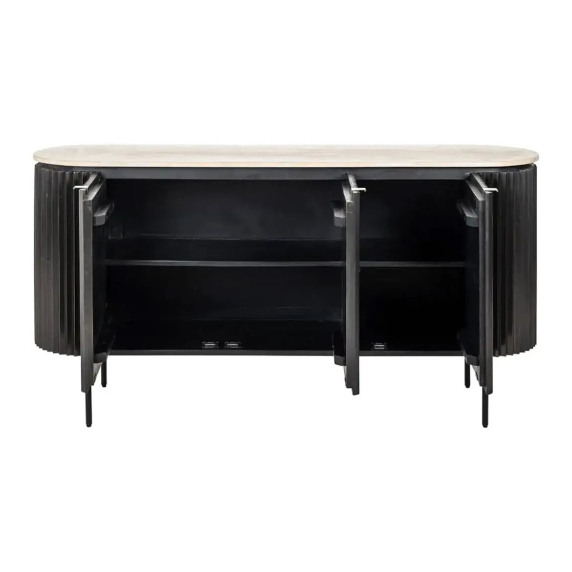 Ribbelhout dressoir met travertin blad - Richmond Interiors Hampton
