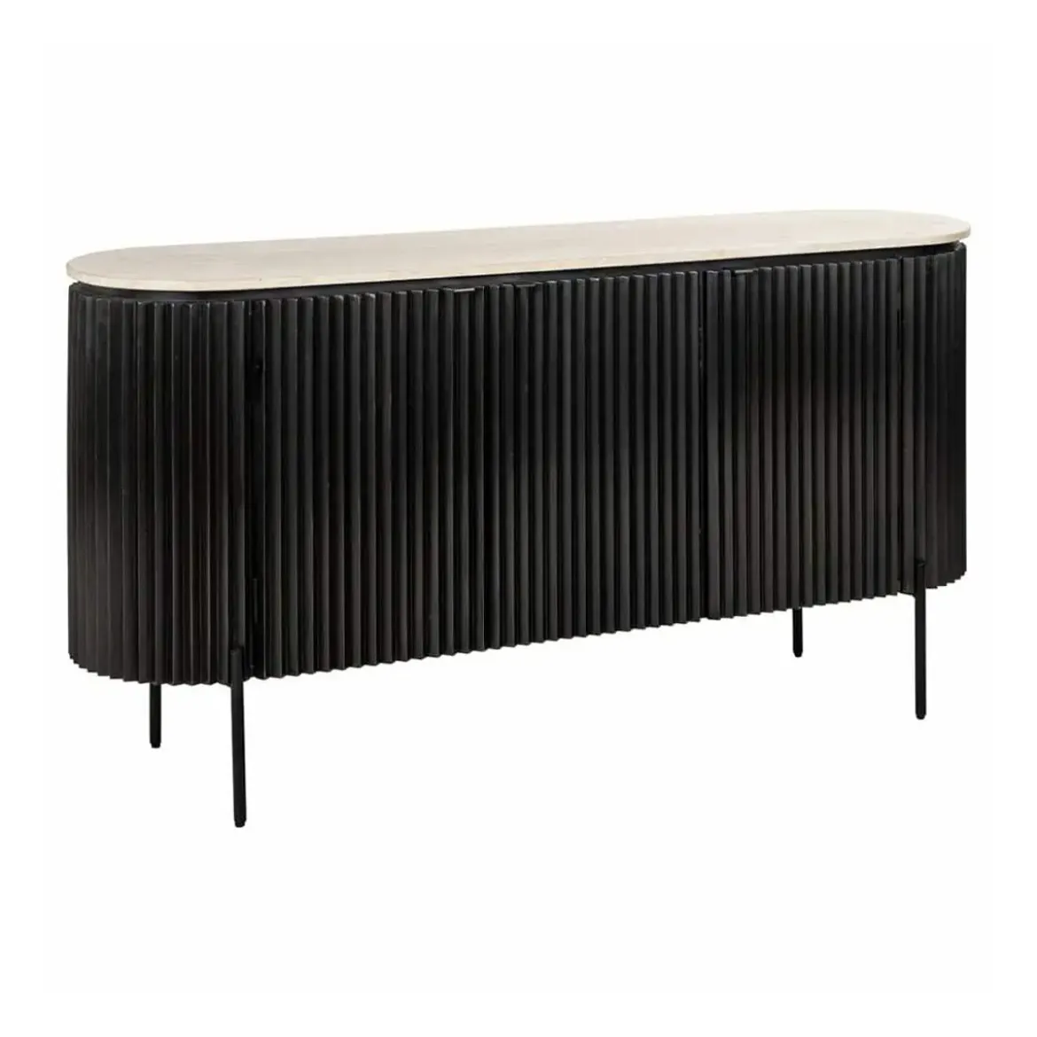 Ribbelhout dressoir met travertin blad - Richmond Interiors Hampton