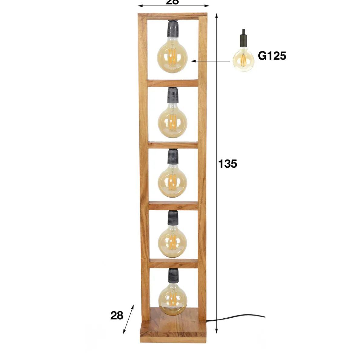 Robuuste vloerlamp van hout - Santa Modulo