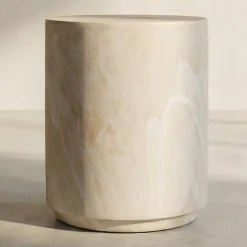 Ronde bijzettafel beige steen - Bodio Elsa