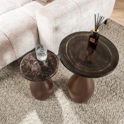 Ronde bijzettafel koperbruin glas - Giani Eclipse