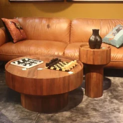 Ronde bijzettafel mangohout 35 cm - Kare Design Tessa
