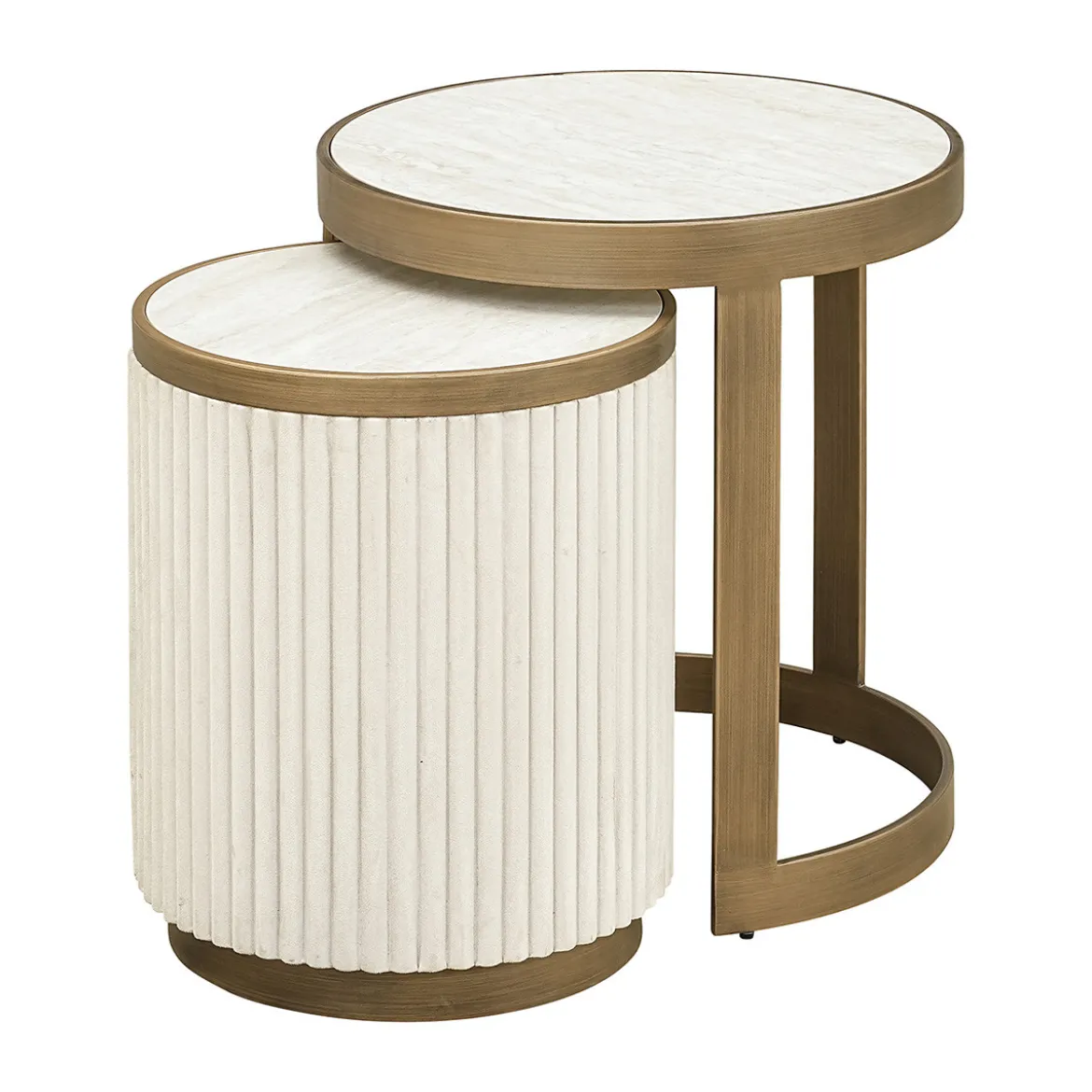 Ronde bijzettafelset beige goud - Richmond Interiors Tivoli