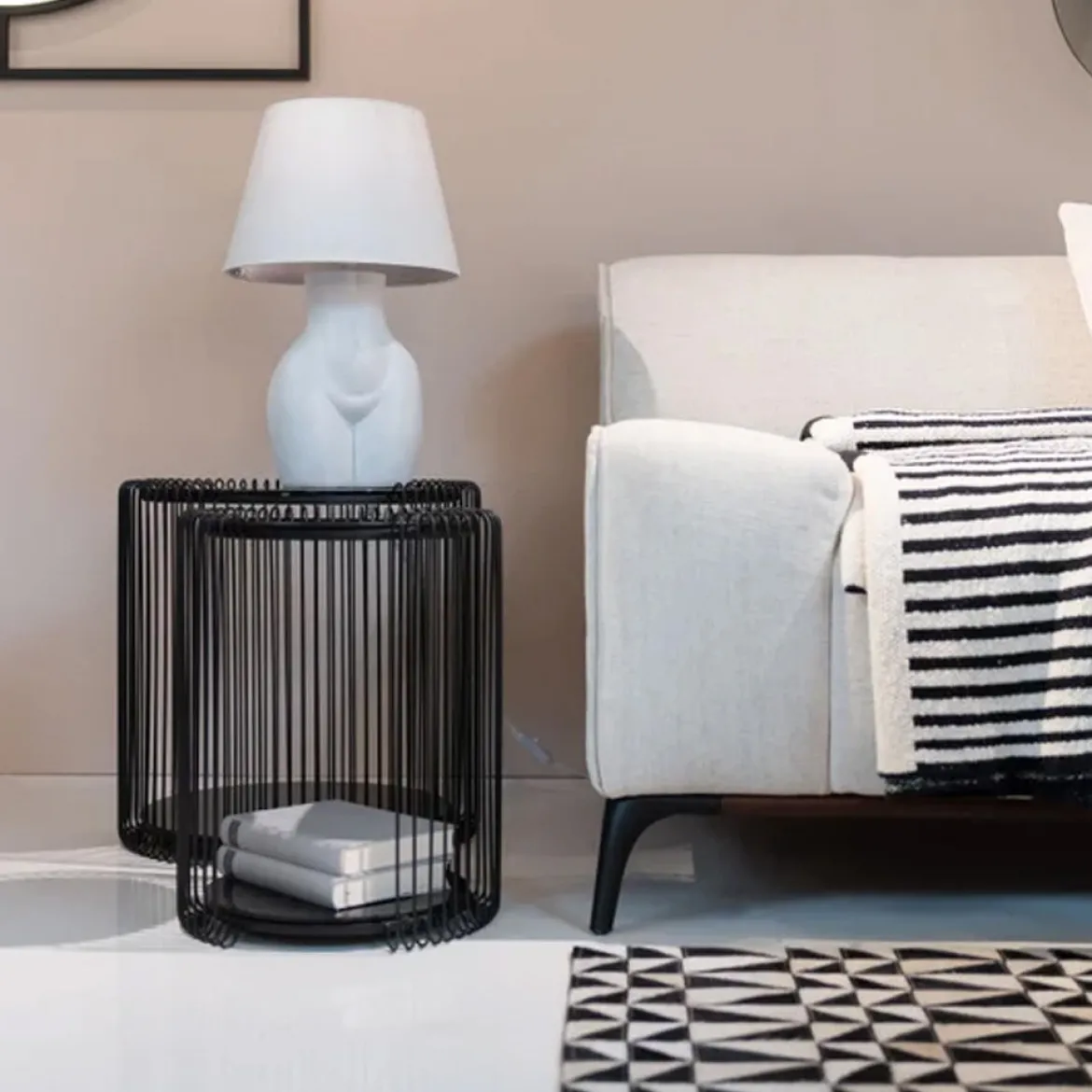 Ronde bijzettafel set met glas - Kare Design Wire Double
