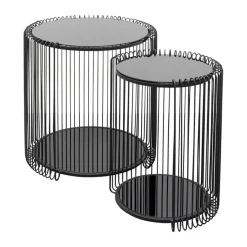 Ronde bijzettafel set met glas - Kare Design Wire Double