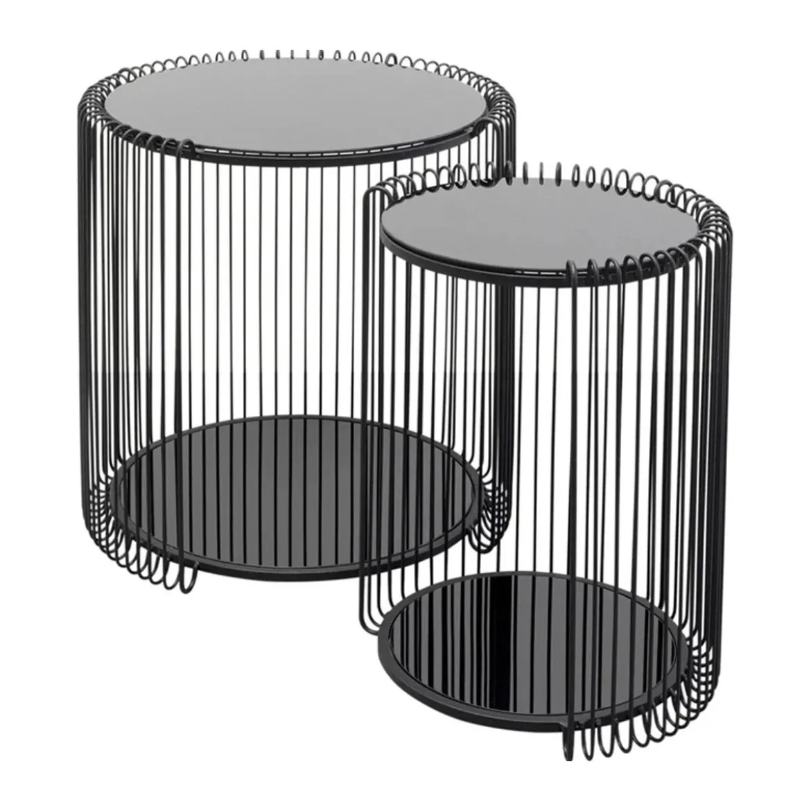 Ronde bijzettafel set met glas - Kare Design Wire Double