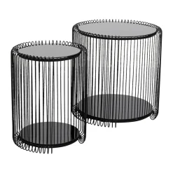 Ronde bijzettafel set met glas - Kare Design Wire Double
