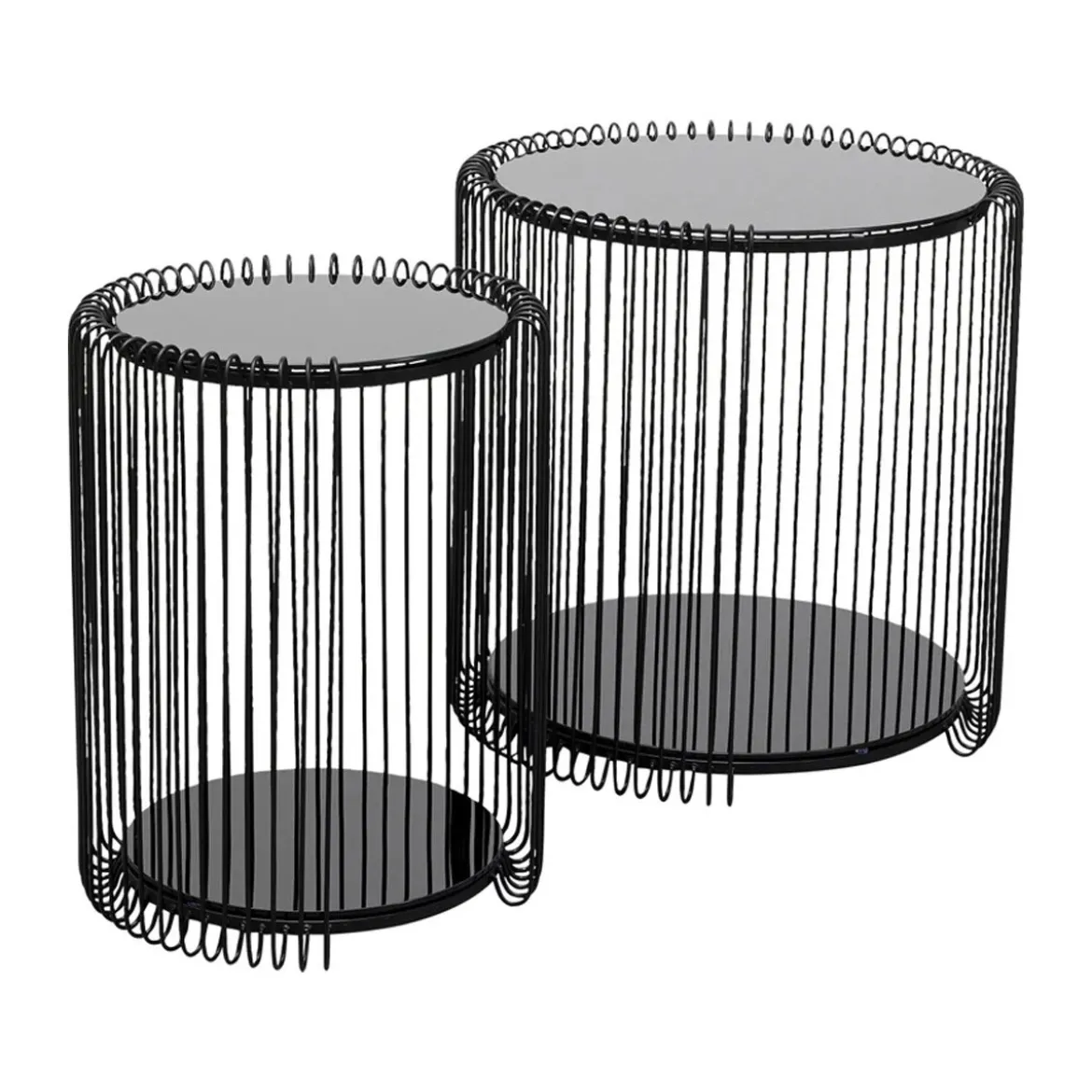 Ronde bijzettafel set met glas - Kare Design Wire Double